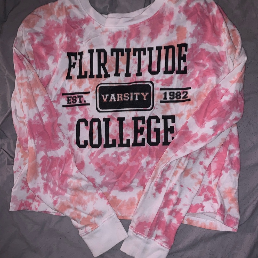 Flirtitude Women's Pink and White Tie-Dye Sweatshirt